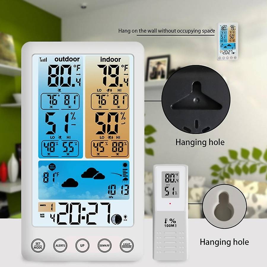 Weather Station Wireless Outdoor Hygrometer Digital Thermometer mmHg Barometer Digital Hygrometer Al