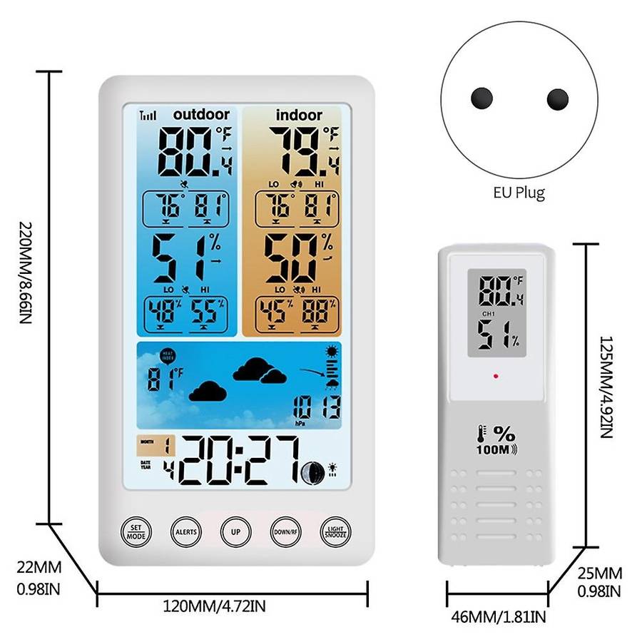 Weather Station Wireless Outdoor Hygrometer Digital Thermometer mmHg Barometer Digital Hygrometer Al