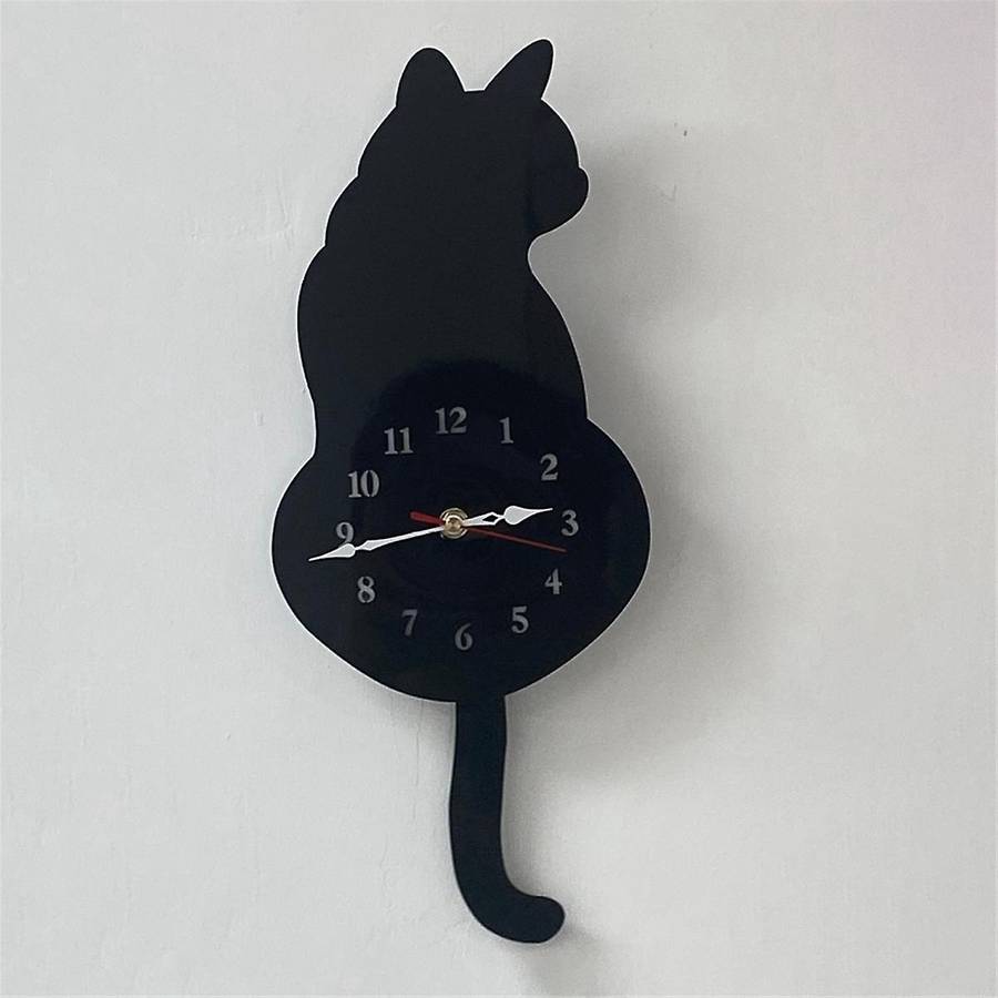 White- Pendulum Wall Clock, Clock, Clock with Moving Tail, Swinging,whimsical Funny Wall Clocks