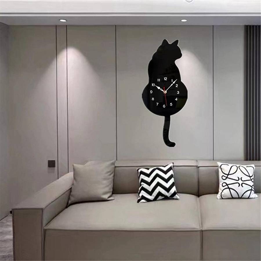 White- Pendulum Wall Clock, Clock, Clock with Moving Tail, Swinging,whimsical Funny Wall Clocks