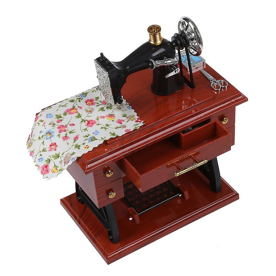 Wind Up Vintage Mini Sewing Machine Style Mechanical Music Box