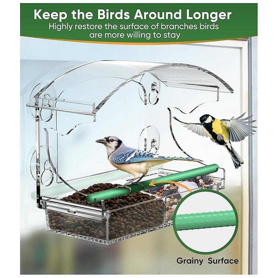 Window Bird Feeder with 4 Strong Suction Cups, Clear Window Bird Feeder for Outside, Acrylic Bird Ho