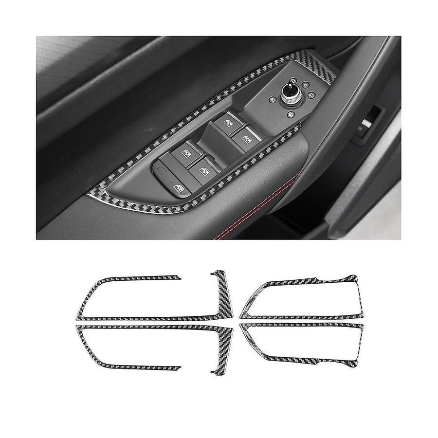 Window Lifting Switch Cover Trim Frame Sticker Decoration Carbon Fiber for Q5 2018-2023 Interior Ac