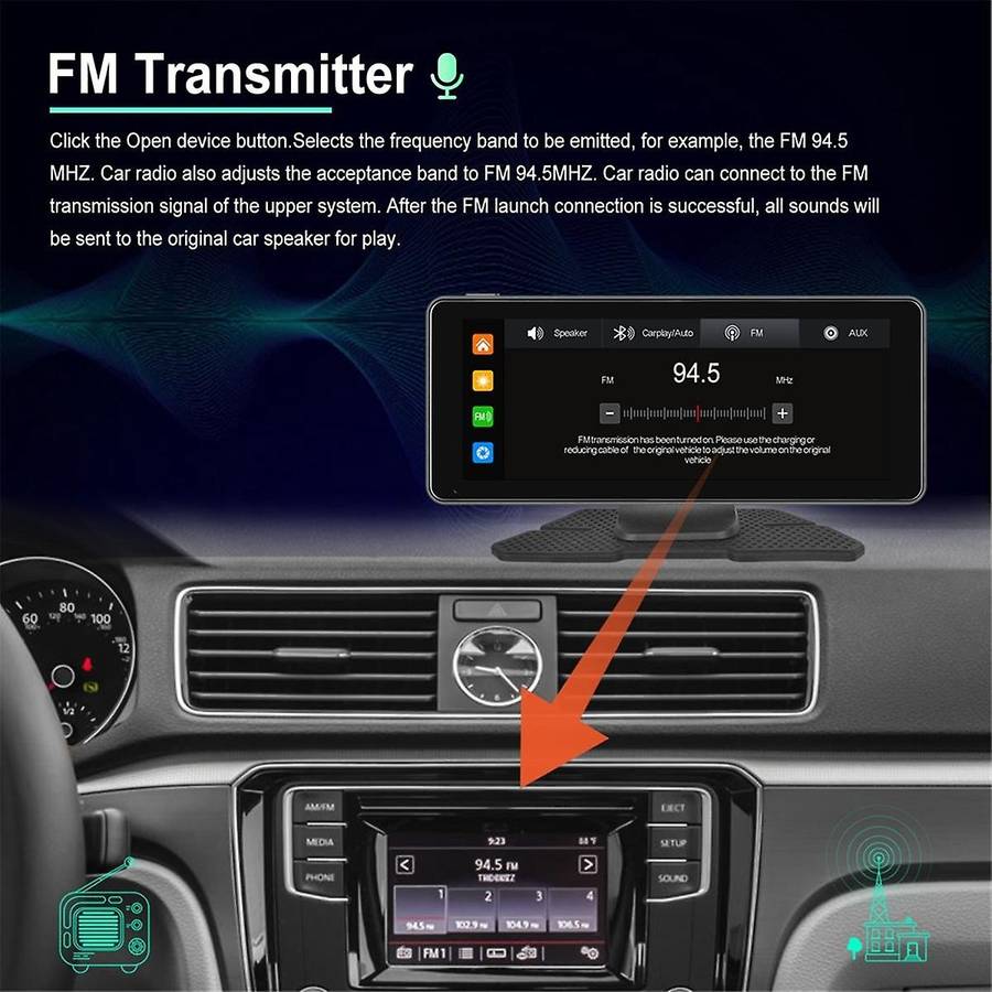 Wireless Carplay Car Stereo Portable 6.86In Touch Screen Android Auto Backup Camera Navigation Mirr