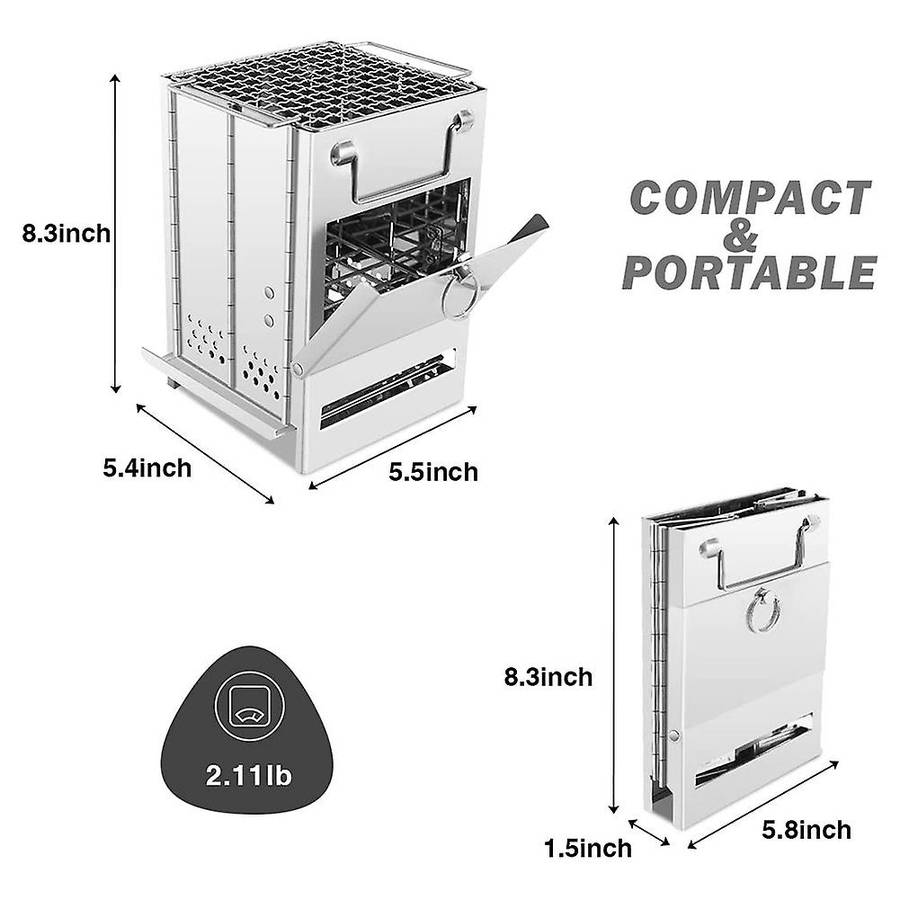 Wood Burning Camp Stove Portable Backpacking Stove Folding Grill, Perfect for Outdoor Camping Hiking