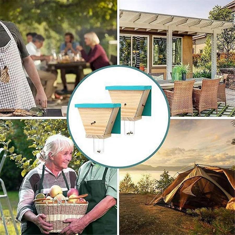 Wood Carpenter Bee Trap for Outside - Wood Boring Bee Trap-Nature Shed Style Carpenter Bee Traps Out