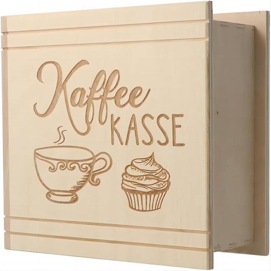 Wooden Money Box with Engraving Pattern C