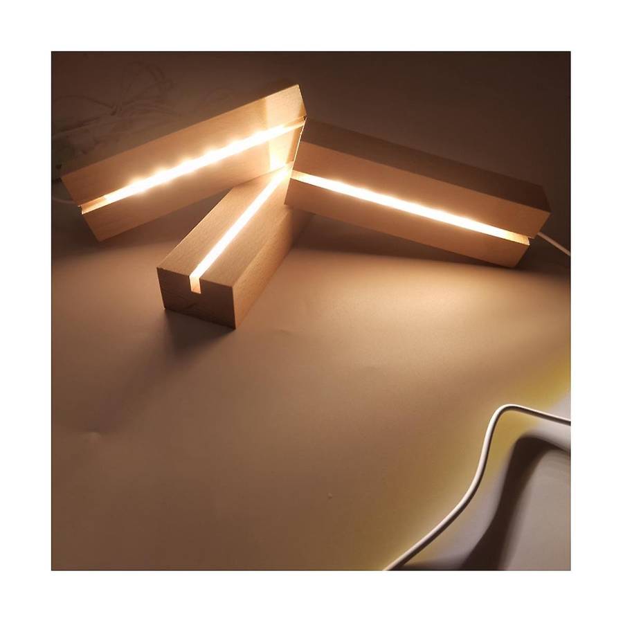 Wooden Led Lights Display Base Stand Light Plate Base Warm Light Rectangle 3d Diy Night Light Base