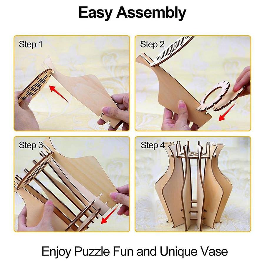 Wooden Puzzle Vase, Perfect for Displaying Roses, Tulips, Daffodils - A Gift for the Brick Flower Lo