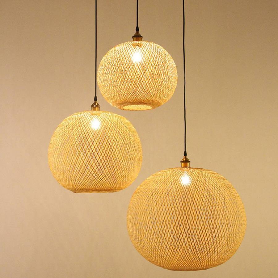 Woven Bamboo Pendant Light Chandelier Rattan for Living Room Bar Retro Woven Pendant Light