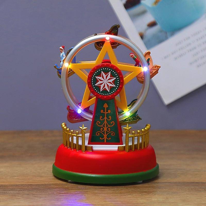 Xmas Glowing Music Carousel Ferris Wheel Christmas Gifts Decoration A