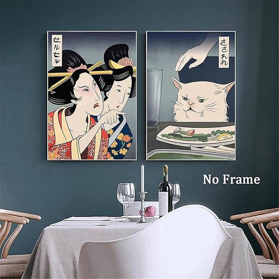Xl-funny Japanese Woman Yelling At , Canvas Painting Wall Art Poster Print for Home Decor