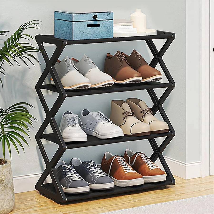 X-shaped Shoe Rack for Home Multifunctional Steel Assembly Shoecase for Students Dormitory Dustproo
