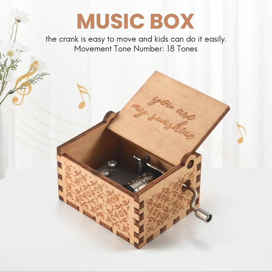 You Are Wood Music Boxes, Vintage Wooden Sunshine Musical Box Gifts for Birthday/Christmas/'s Day