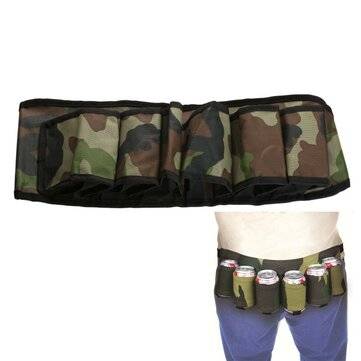 6 Pack Beer Soda Belt Drinks Beer Belt Holder Bottlr Carrier For Outdoor Cam... (COLOR.: CAMOUFLAGE)