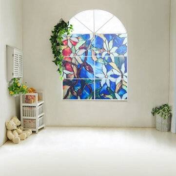 78x18in Window Film Colored Flowers Glass Sticker Bathroom Privacy Home Decoration