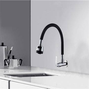 BOiROO Bathroom Basin Sink Faucet 360 Degree Rotatable Spout Single Handle Single Cold Tap Wall Moun