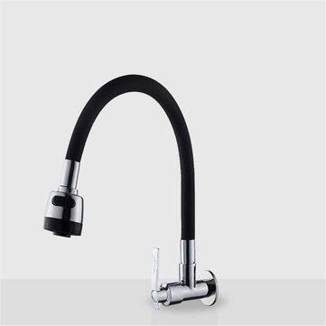 BOiROO Bathroom Basin Sink Faucet 360 Degree Rotatable Spout Single Handle Single Cold Tap Wall Moun