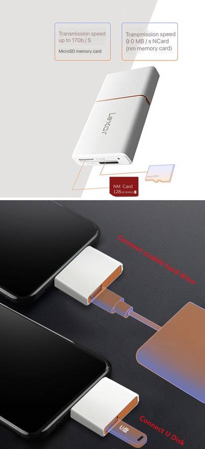 Lexar LRW350U-BNNNC TF Card Reader 2 In 1 T-Ype-C / USB-C Dual Interface for Huawei NM Card(White)