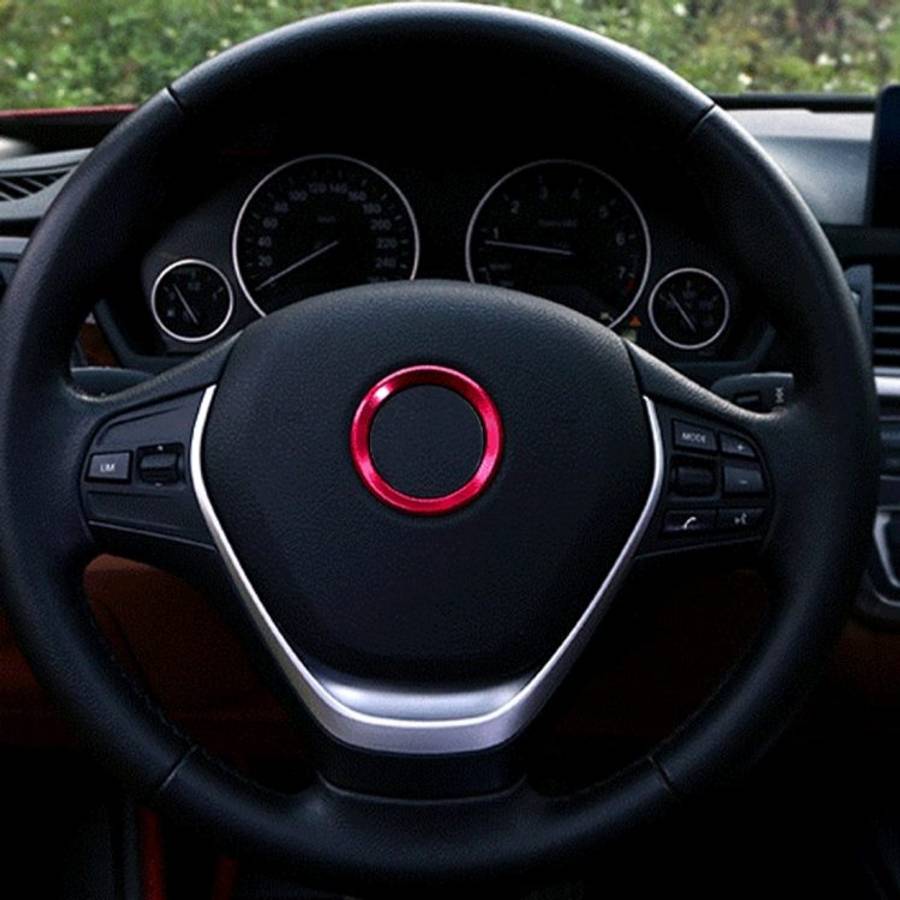 Car Aluminum Steering Wheel Decoration Ring For BMW(Red)