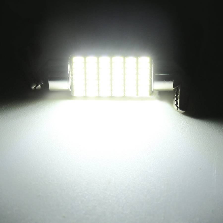 2 PCS 31mm DC12V / 1.2W / 6000K / 80LM 28LEDs SMD-3014 Car License Plate Light / Dome Light, with