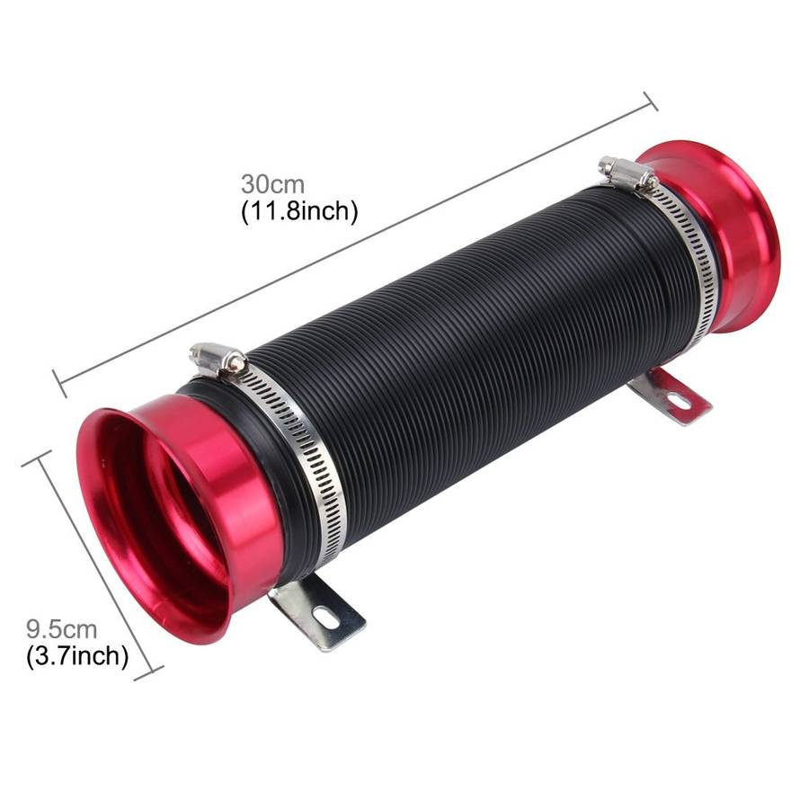 Car Auto Universal Tube Air Filter Adjustable Cold Air Injection Intake System Pipe With ... (Red)