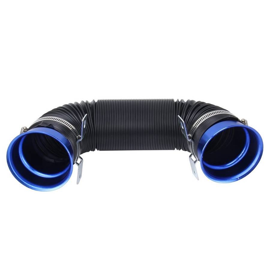 Car Auto Universal Tube Air Filter Adjustable Cold Air Injection Intake System Pipe Wit ... (Blue)