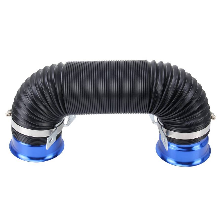 Car Auto Universal Tube Air Filter Adjustable Cold Air Injection Intake System Pipe Wit ... (Blue)