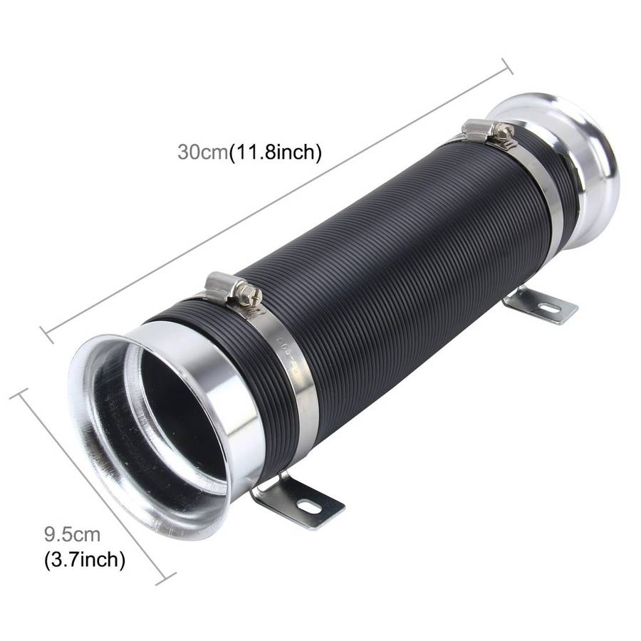 Car Auto Universal Tube Air Filter Adjustable Cold Air Injection Intake System Pipe W ... (Silver)