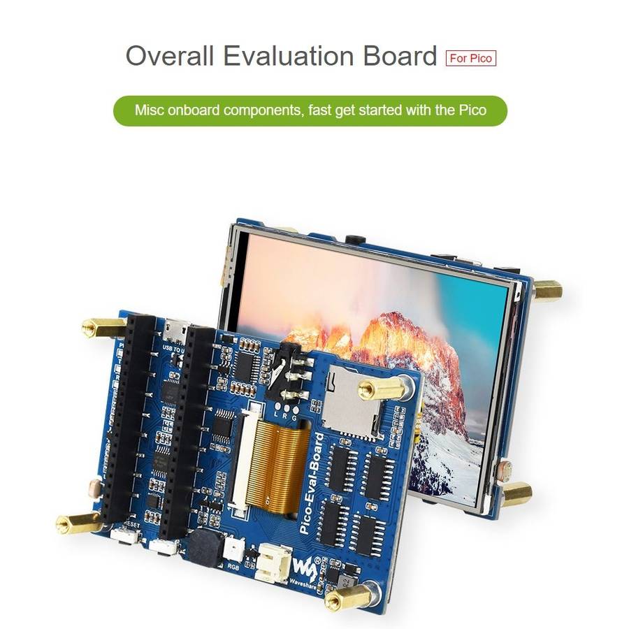 Waveshare 3.5 inch IPS Screen Overall Evaluation Board for Raspberry Pi Pico, Misc Onboard Compone