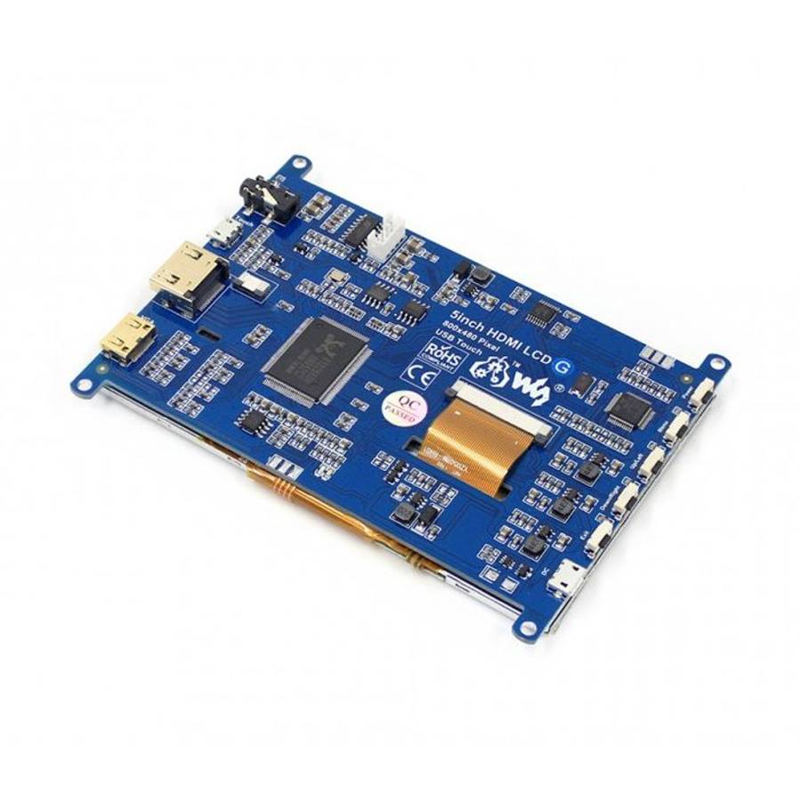 WAVESHARE 5 Inch HDMI LCD (G) 800x480 Touch Screen for Raspberry Pi Supports Various Systems