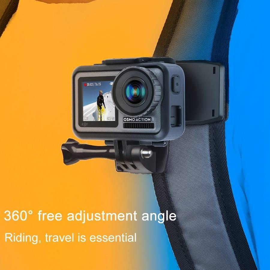 RUIGPRO 360 Degree Rotation Backpack Rec-Mounts Clip Clamp Mount with Screw for GoPro ... (Black)