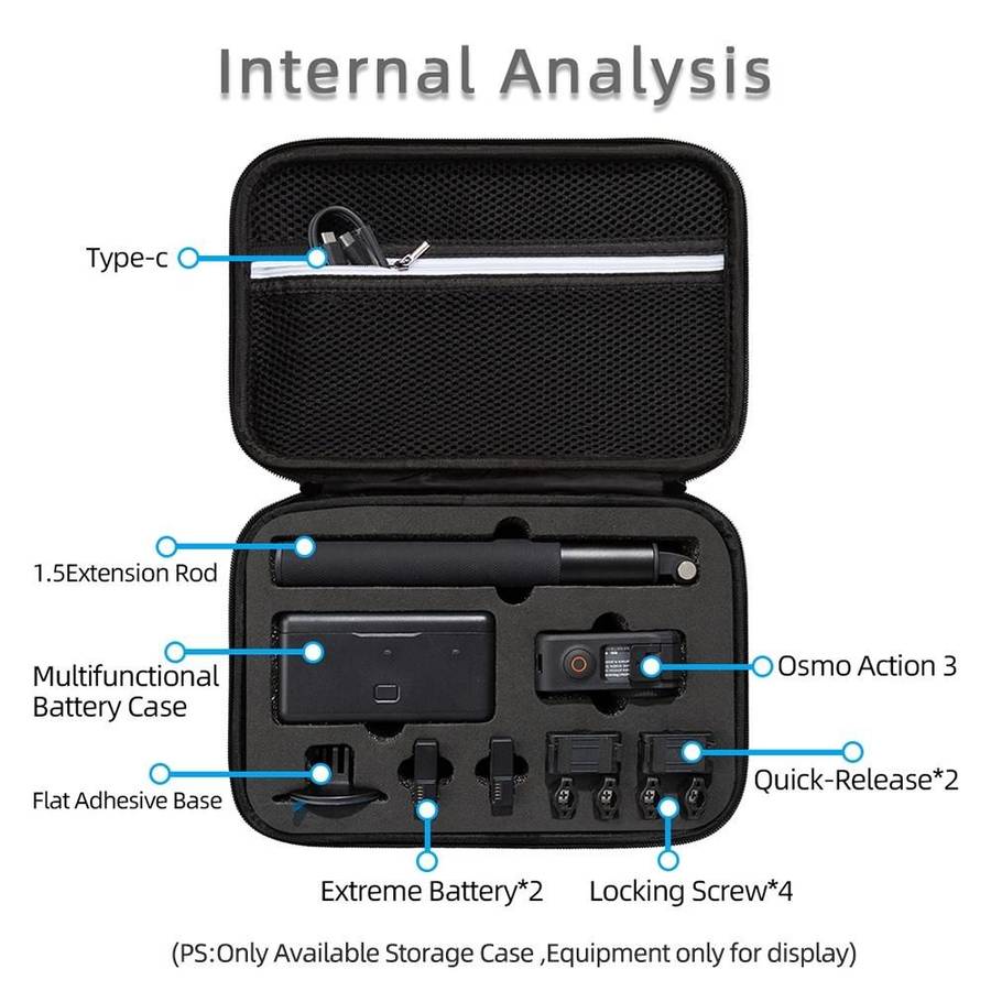 For DJI Osmo Action 3 Carrying Storage Case Bag,Size: 21.5 x 29.5 x 10cm(Black)