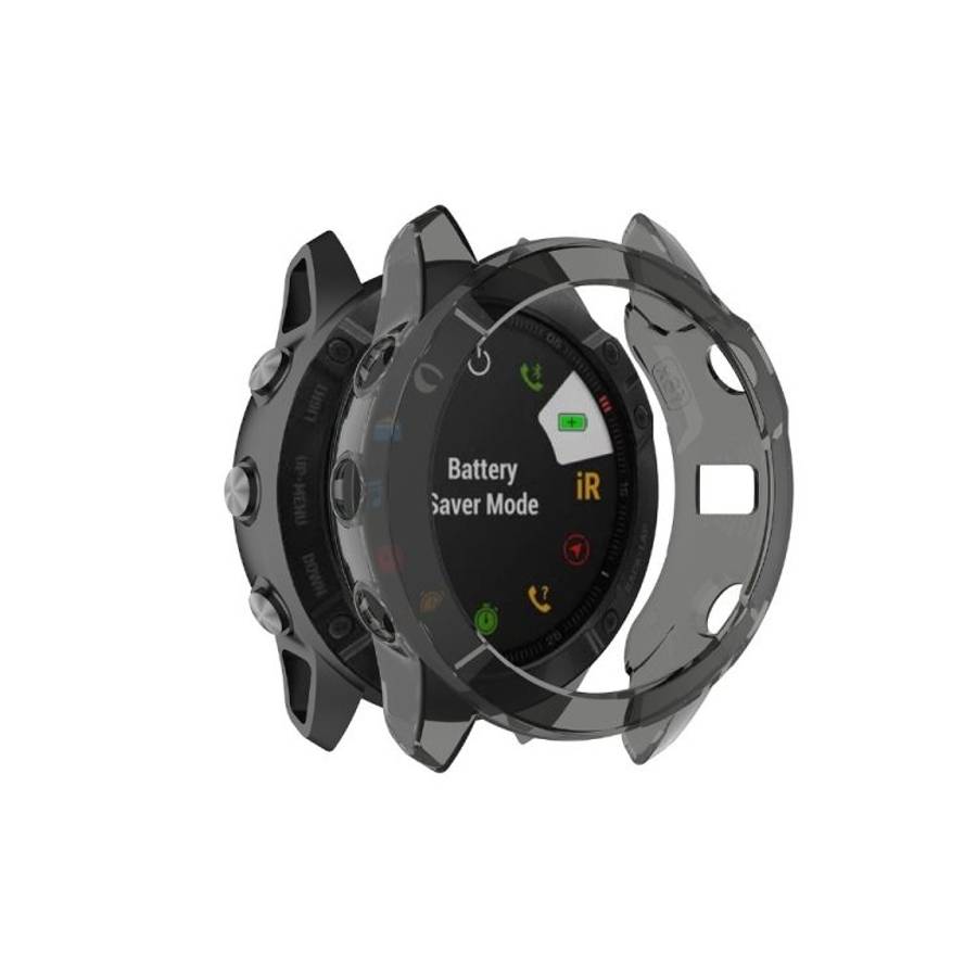 For Garmin Fenix 6X / 6X Pro Smart Watch Half Coverage TPU Protective Case(Transparent Black)