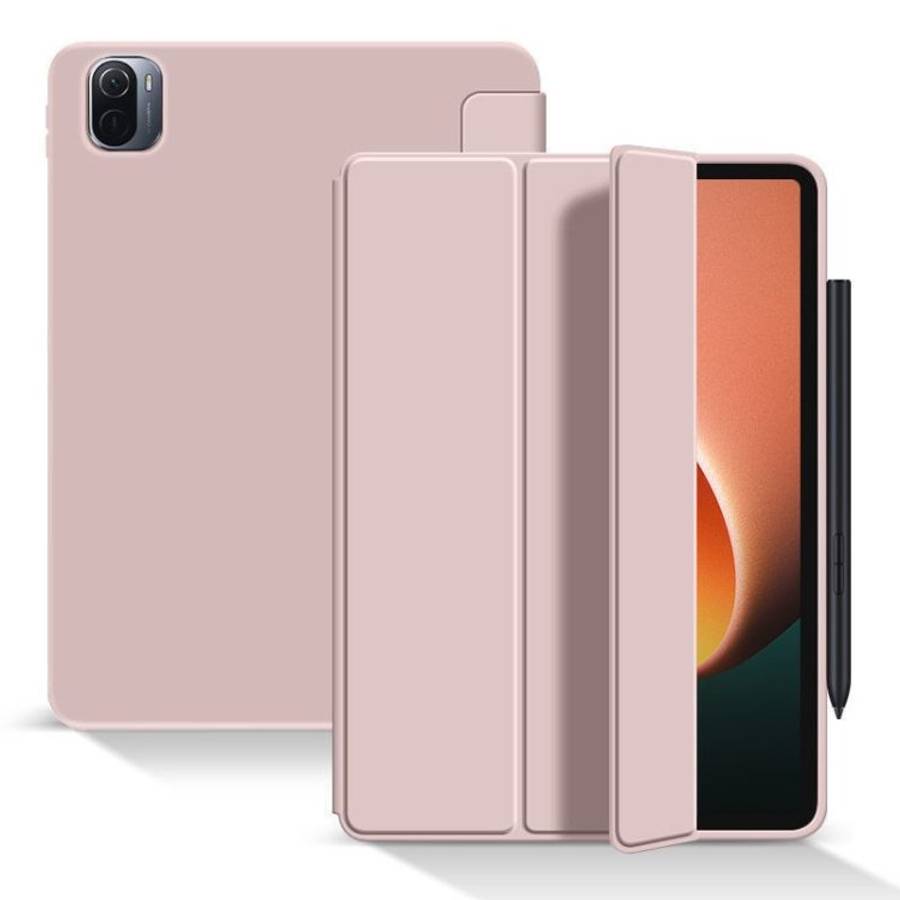 For Xiaomi Pad 5 / Pad 5 Pro Skin Feel Matte Honeycomb Leather Tablet Case with T ... (Light Pink)