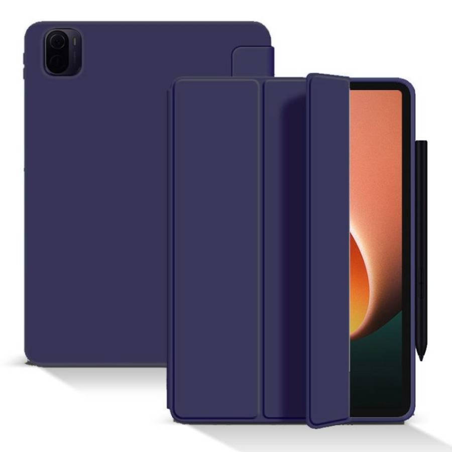 For Xiaomi Pad 5 / Pad 5 Pro Skin Feel Matte Honeycomb Leather Tablet Case with Tr ... (Navy Blue)