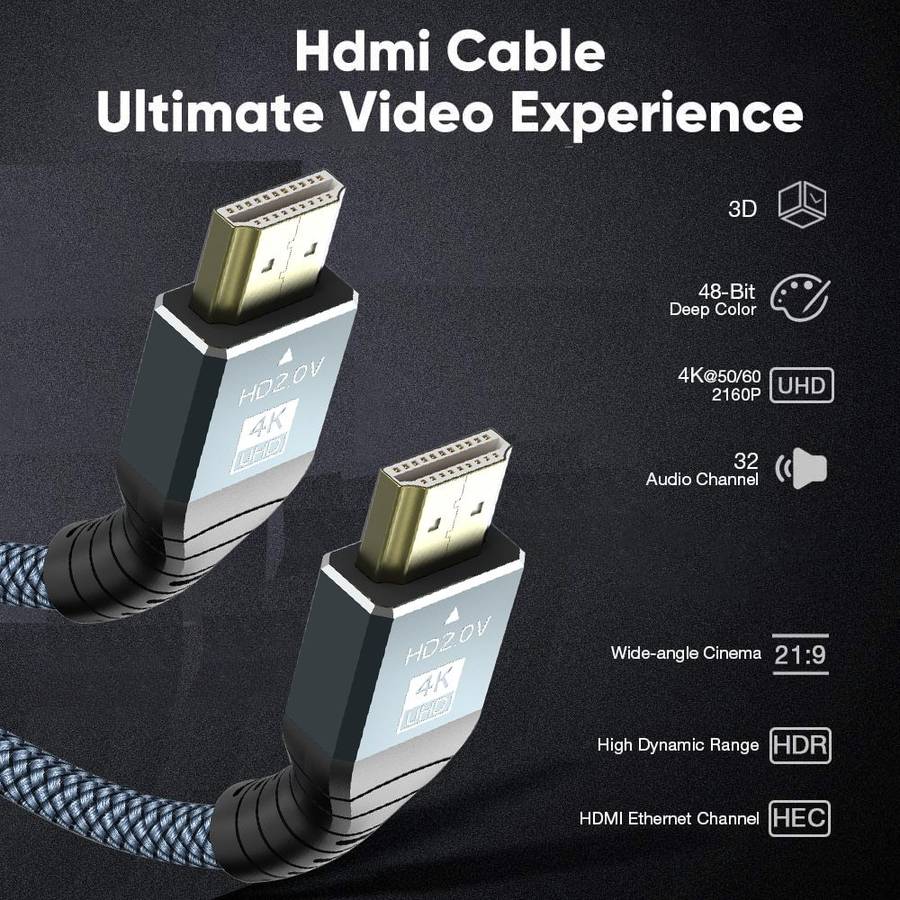 2m HDMI 2.0 Version 4K 60Hz HD Cable(Grey)
