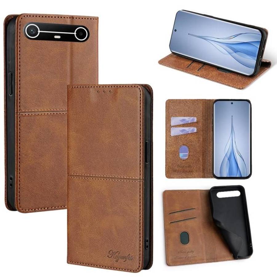 For Tecno Pova Slim 5G / Spark Slim 4G Cow Texture Magnetic Leather Phone Case(Light Brown)