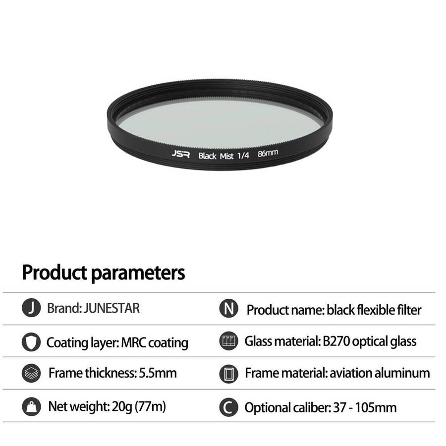 JSR Black Mist Filter Camera Lens Filter, Size:43mm(1/4 Filter)