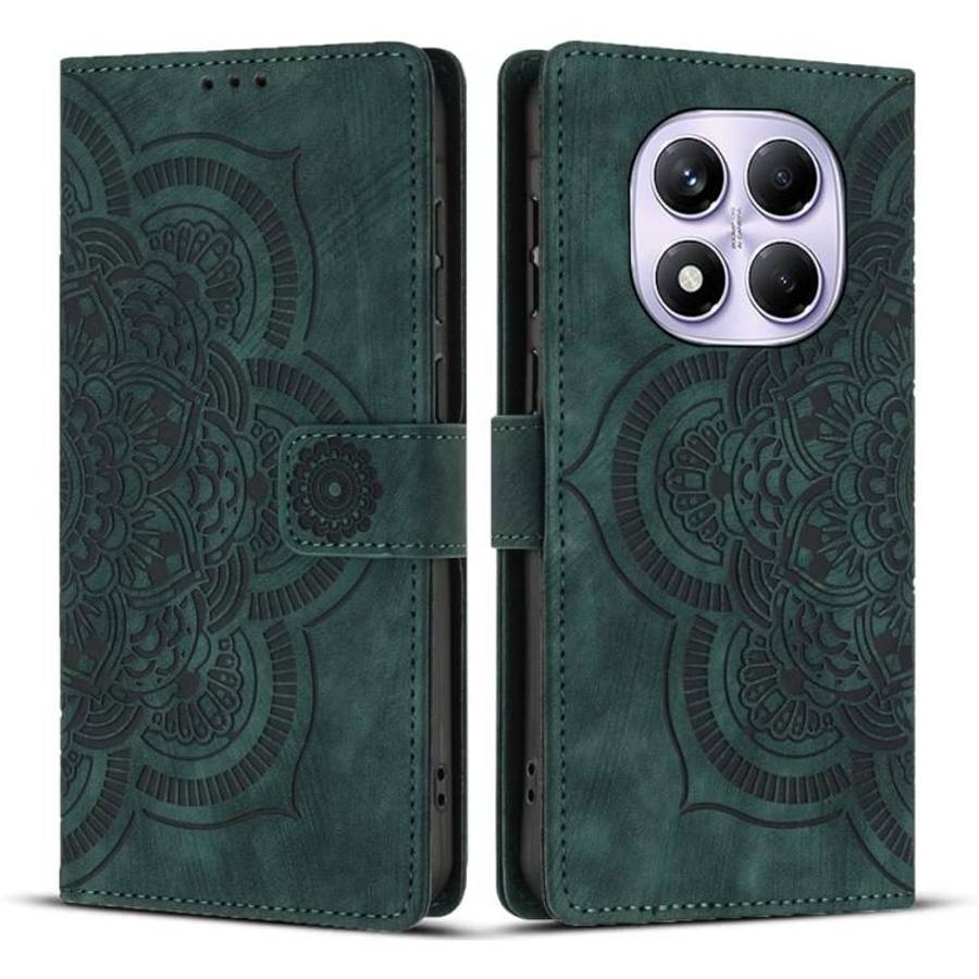 For Redmi Note 14 Pro 5G Mandala Embossed Retro Frosted Leather Phone Case(Green)