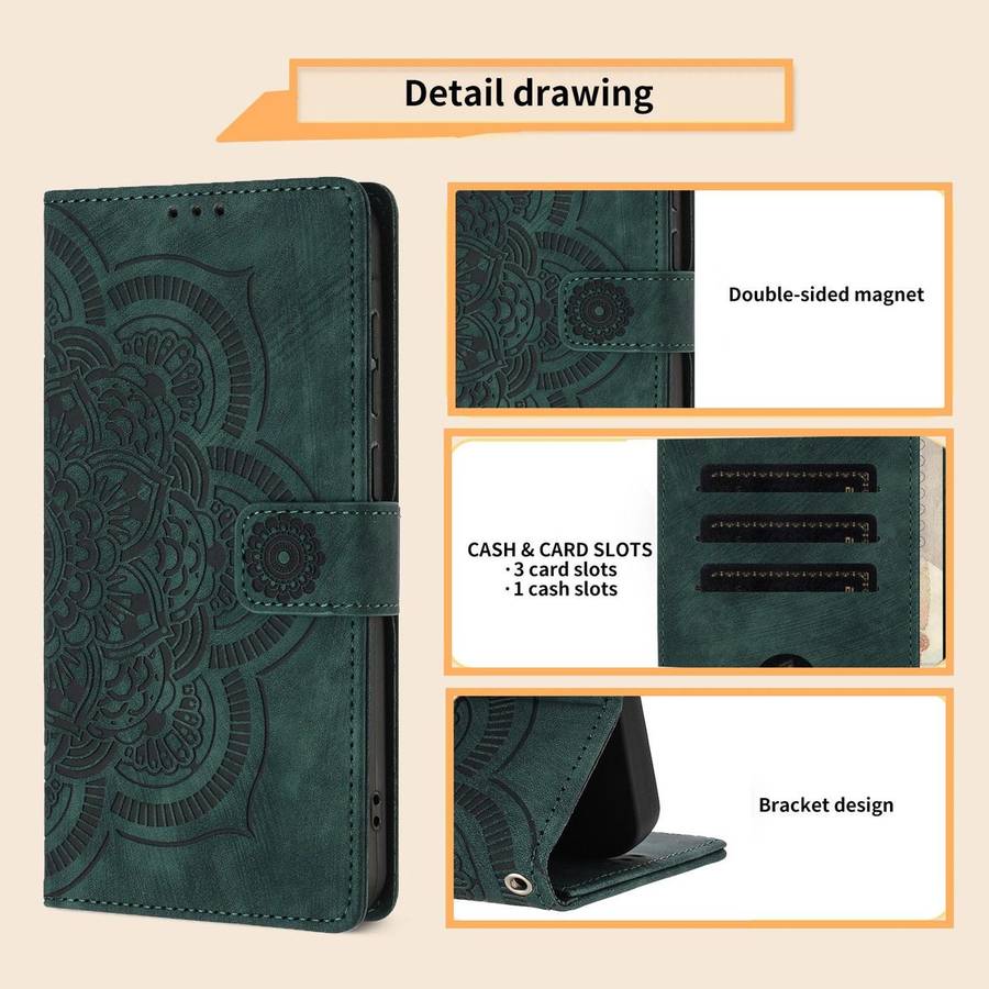 For Redmi Note 14 Pro 5G Mandala Embossed Retro Frosted Leather Phone Case(Green)