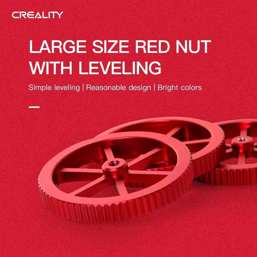 Creality Metal Red Hand Screwed Leveling Nut for Ender-3 / Ender-3 Pro / Ender-3 V2 / CR ... (Red)