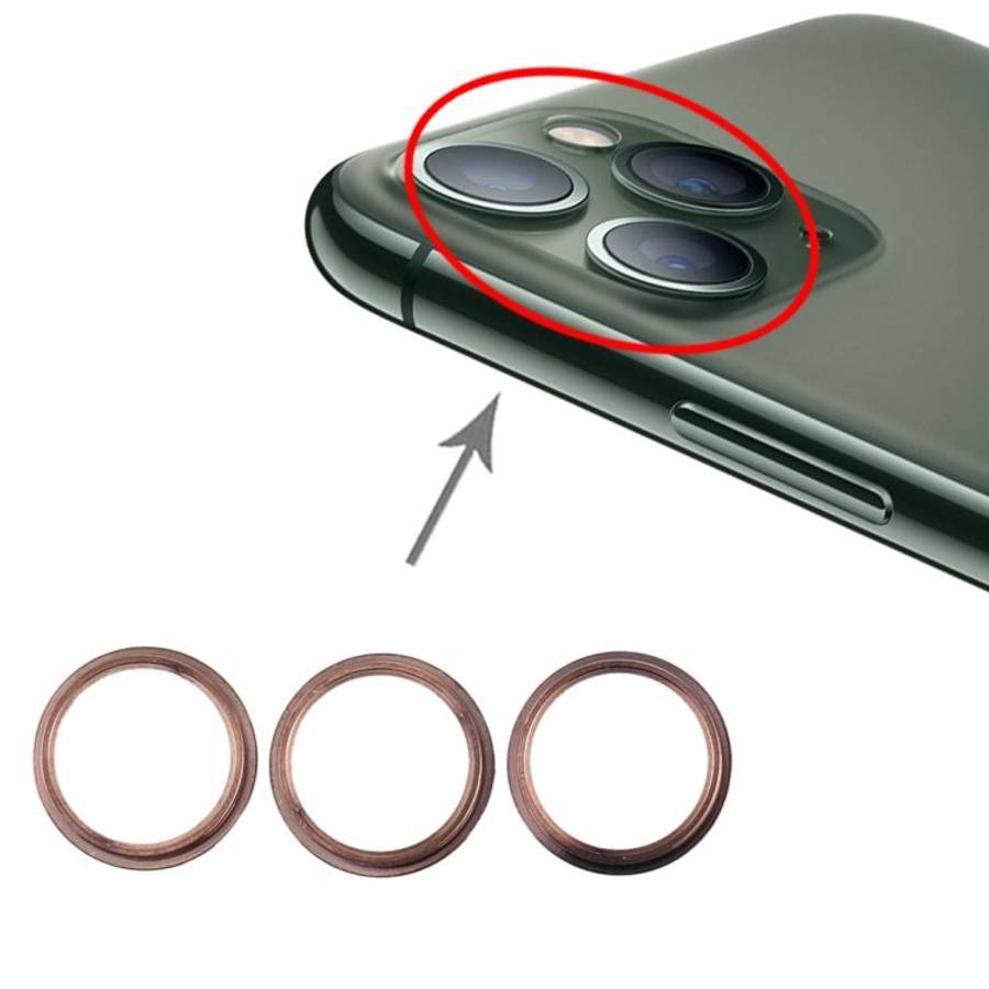 3 PCS Rear Camera Glass Lens Metal Protector Hoop Ring for iPhone 11 Pro & 11 Pro Max(Gold)
