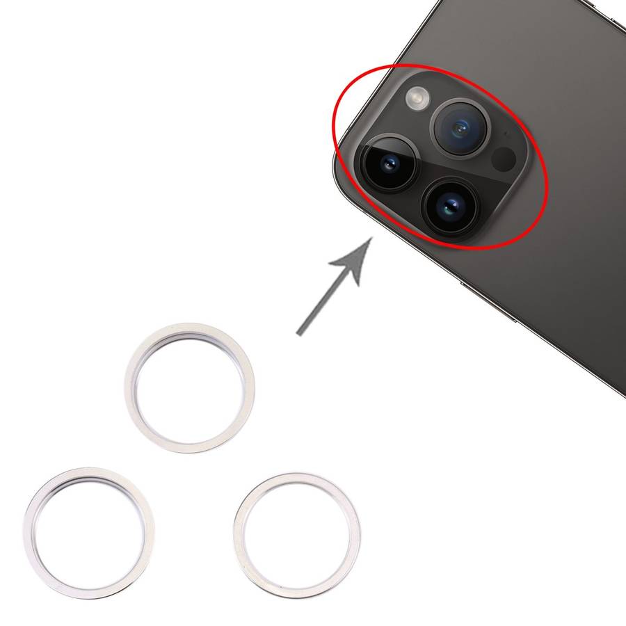 For iPhone 14 Pro Max 3PCS Rear Camera Glass Lens Metal Outside Protector Hoop Ring(Silver)