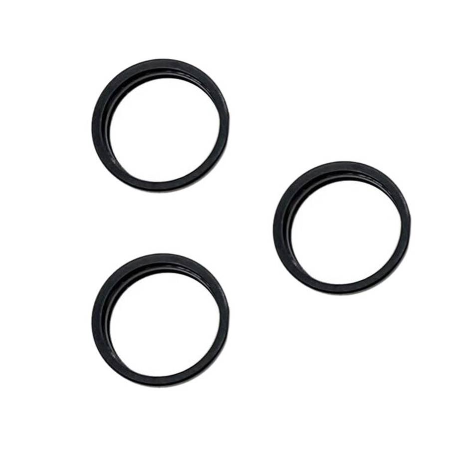 For iPhone 15 Pro / 15 Pro Max 3pcs/set Rear Camera Glass Lens Metal Outside Protector ... (Black)