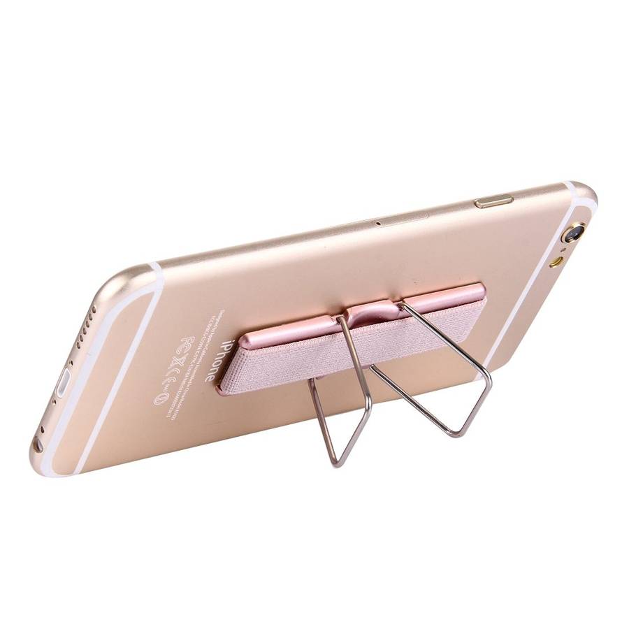2 in 1 Adjustable Universal Mini Adhesive Holder Stand + Slim Finger Grip, Size: 7 ... (Rose Gold)