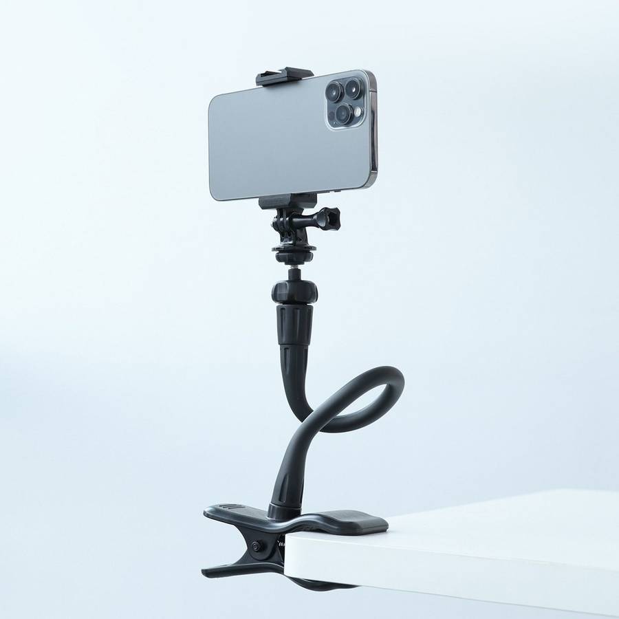 Flexible Arm Desktop Rod Action Camera Phone Holder Stand(Black)