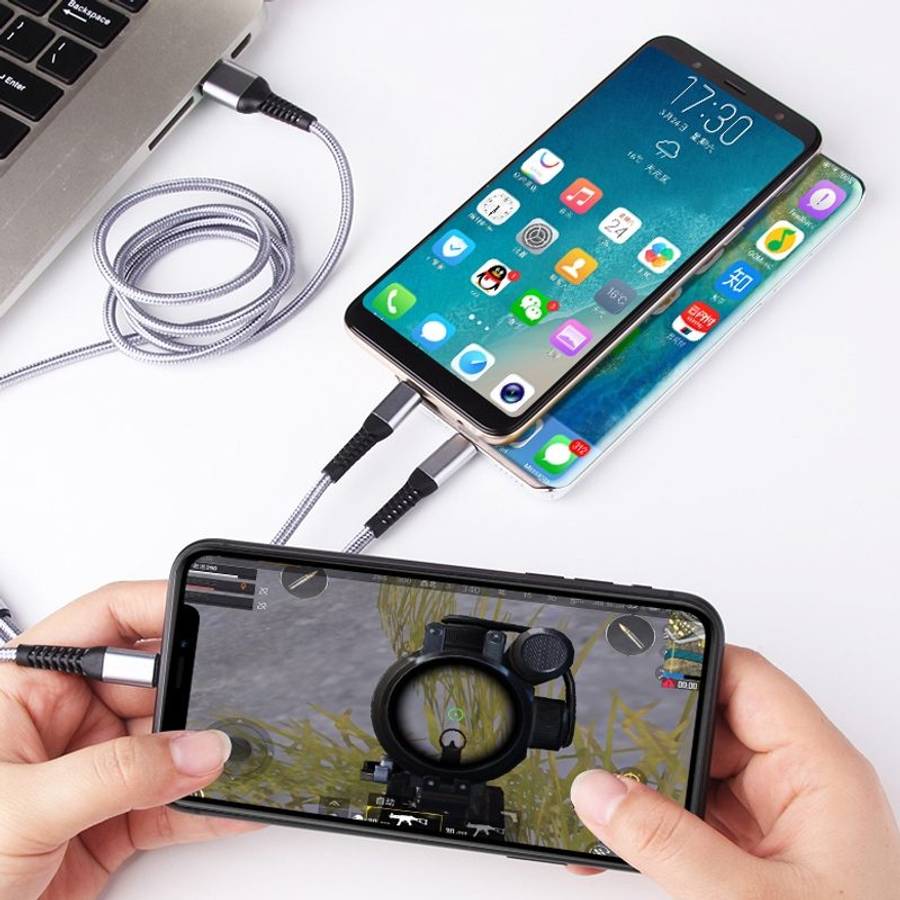 IVON CA39 2.4A Max 8 Pin + Type-C + Micro USB 3 in 1 Charging Cable, Length: 1.2m