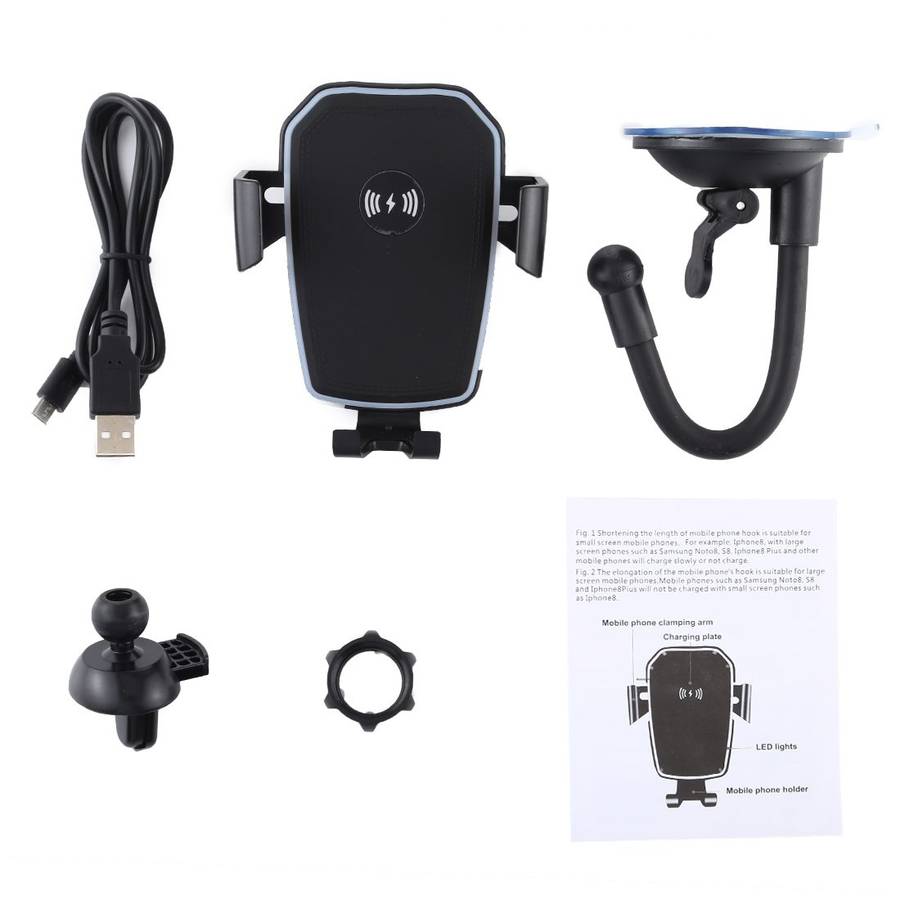 K81 10W QI Universal Rotating Gravity Induction Car Wireless Charging Mobile Phone Holder with Suc