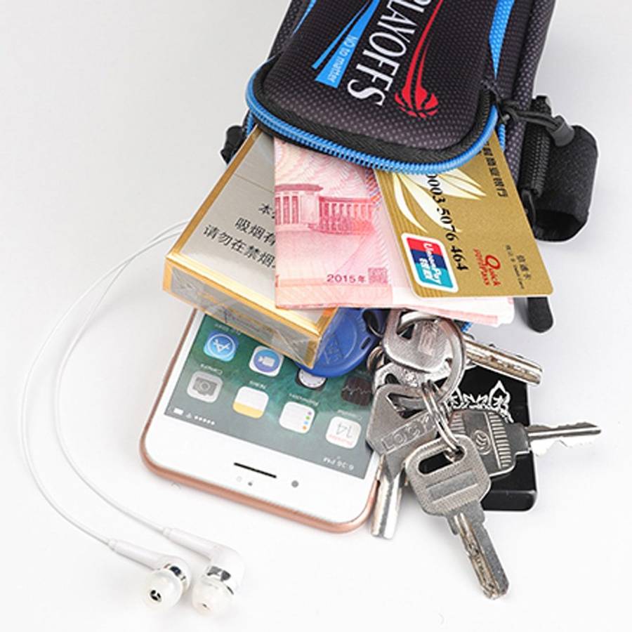 Multi-functional Universal Double Layer Zipper Sport Arm Case Phone Bag with Earphone ... (Black)